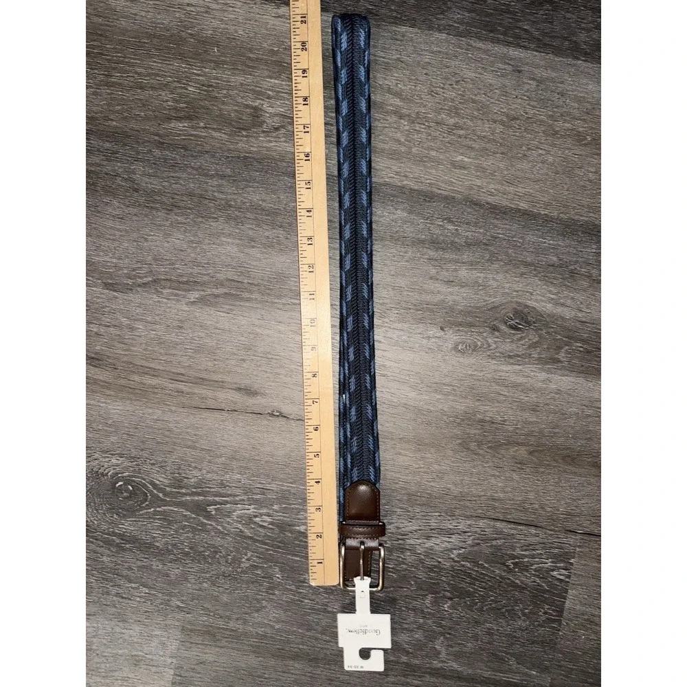 Goodfellow & Co Mens Braided Fabric Belt Med 32-34 Two Tone Blue Brown/silver